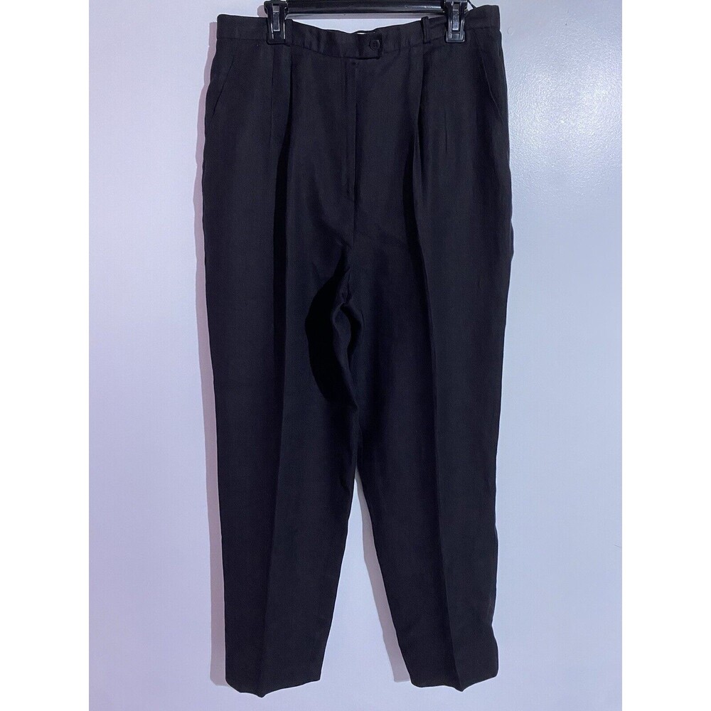 Talbots Pants 16L Black Irish Linen Coastal Tapered Office Beachy‎ Minimalist